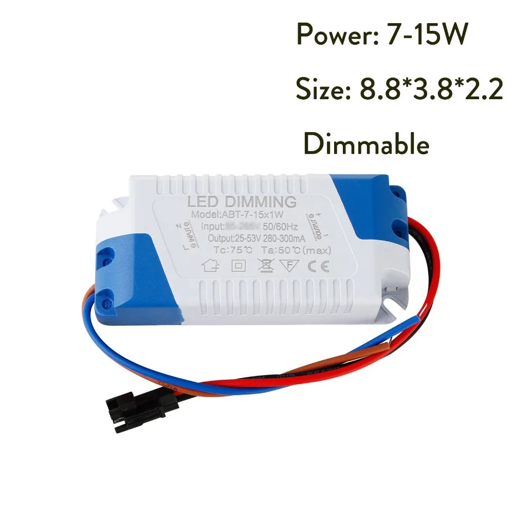 Dimmable 3W 5W 7W 8-10W 15W 15-24W Power Supply LED Driver Adapter Transformer 300mA For LED Recessed Ceiling Downlight 85-265V