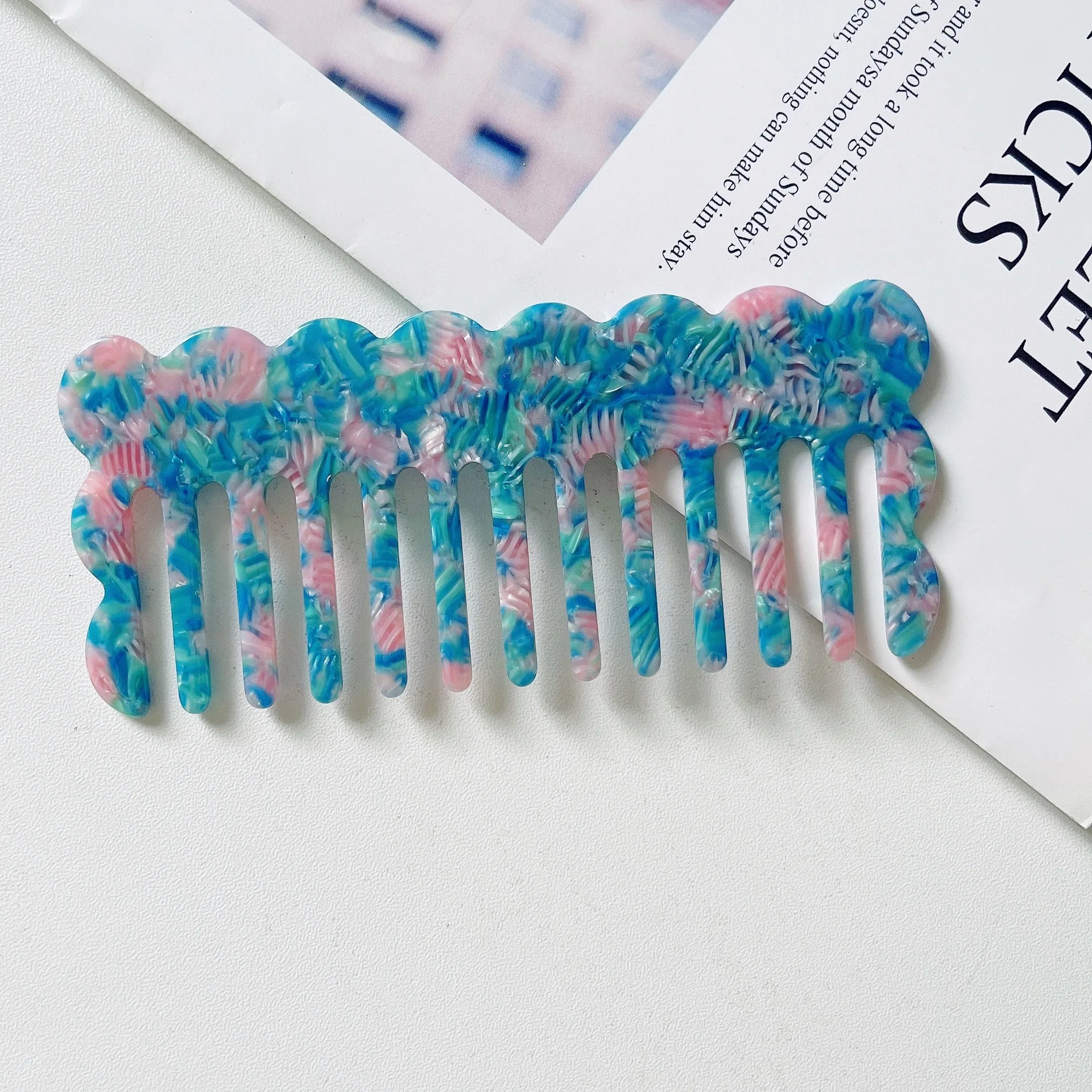 Korean Design Acetate Hair Combs Marbling Leopard Colorful Hairdressing Comb Hair Brush For Women Girls Hair Styling Tool