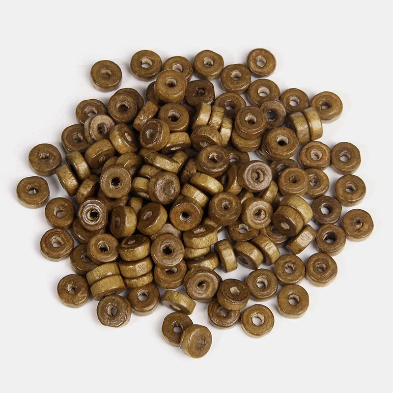 Natural Primary Color Wooden Beads Flat Round Bead Buddhist Prayer Beaded For Diy Jewelry Making Bracelet Necklace Accessories