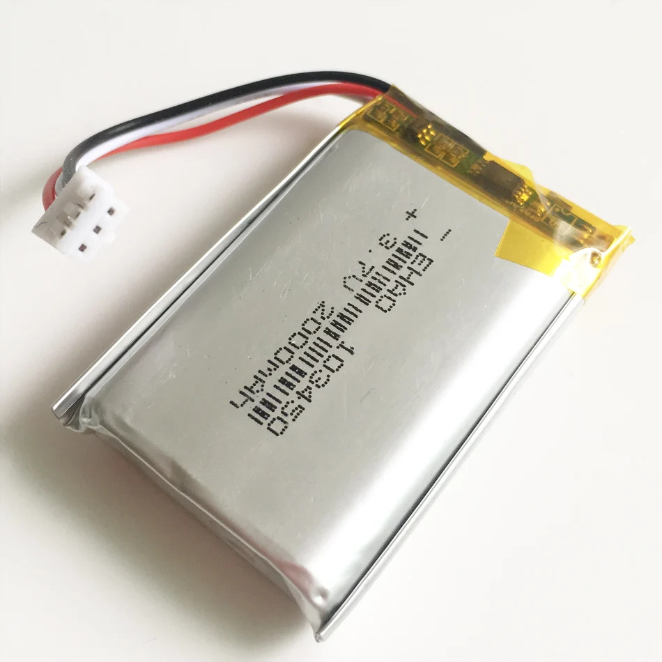 3.7V 2000mAh polimer Lipo akumulator litowy 103450 z wtyczką JST PH 2.0mm 3pin do nawigacja GPS kamery e-book DVD