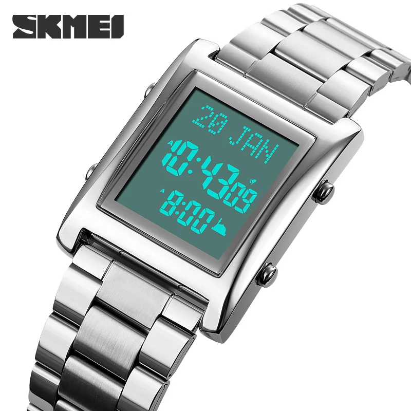 Men Watch LED Digital SKMEI Mens Wristwatches Direction Bookmark Digital City Data Male Qibla Muslim Watches relogio masculino