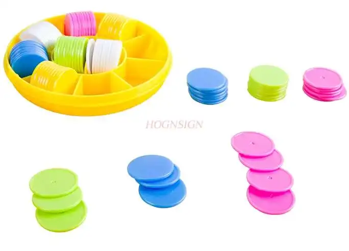 Counting disc children's mathematics with red yellow blue green white color counting disc plastic sheet classification