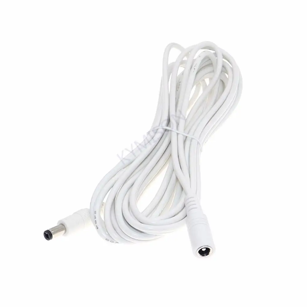 White 12V DC Power Extension Cable 5.5x2.1mm Female To Male Plug Adapter Power Pord 1m/3m/5m