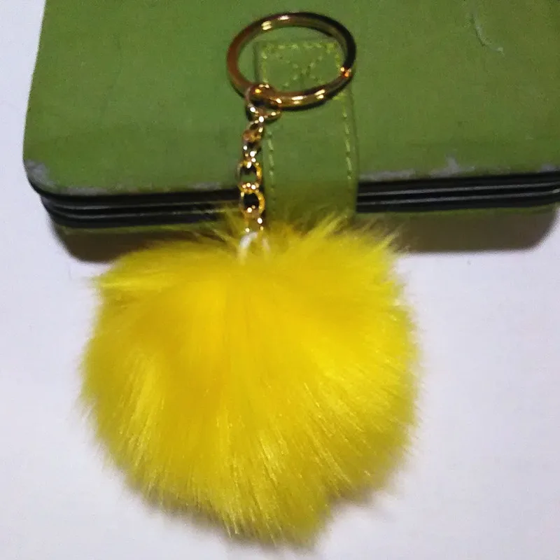 Gold Chain Pompon Key Chain 8 cm Fluffy Fake Fur Ball Key Ring Cute Pendant Bag Charming Car Key Holder Personality Gifts