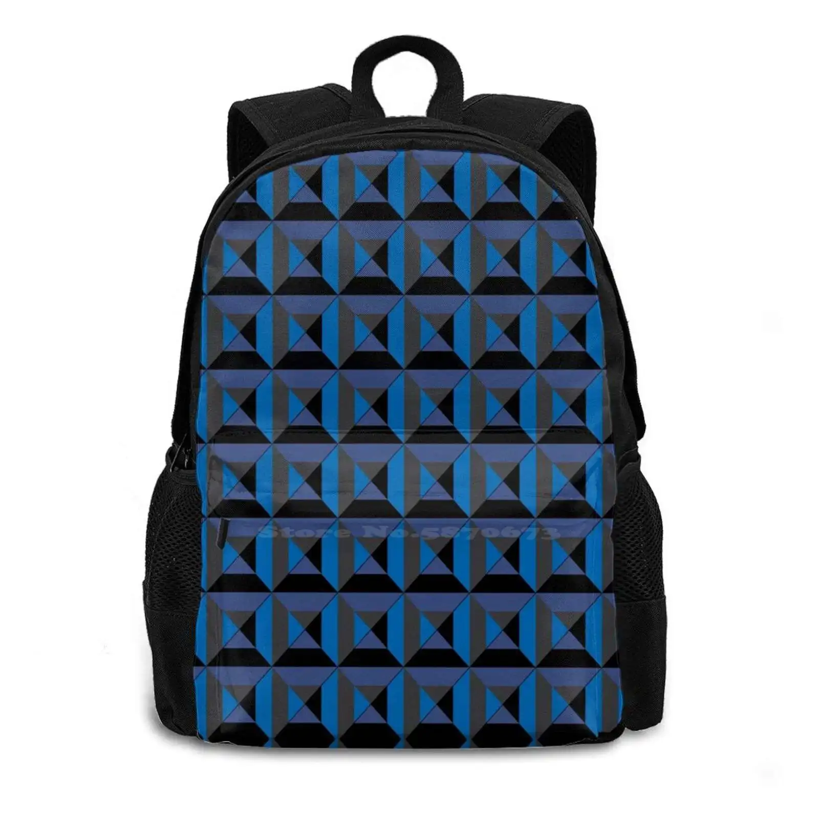 Blue Waffles Women Men Teens Laptop Travel School Bags Red Waffles Porcelain 3 D Geometric Monochrome Square Squares Pattern