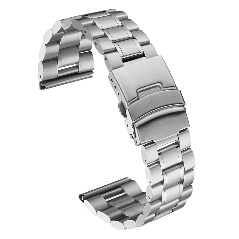 

Stainless Steel 18/20/22/24mm Watch Strap Wrist Bracelet Silver Color Metal Watchband with Folding Clasp for Men Women