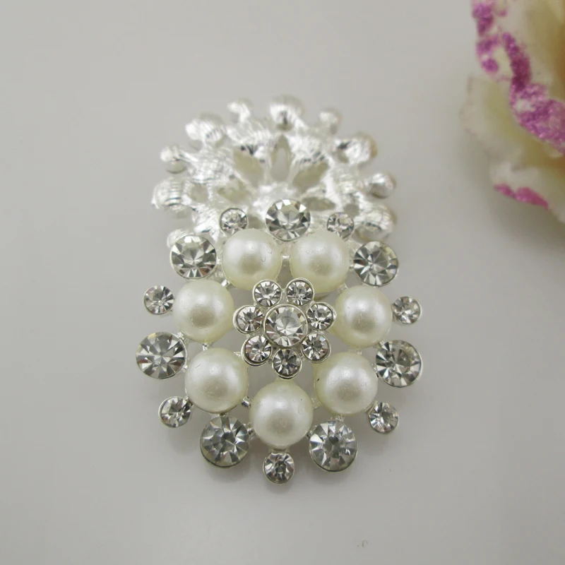 5pcs Rhinestones Buttons Flat Back Ivory Pearl Craft Making Accessories Wedding Invitation Card 33mm