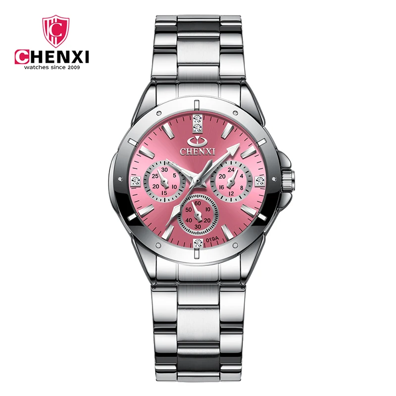 Brand Luxury CHENXI Fashion Pink Dial Watches For Women Waterproof Stainless Steel Ladies Watch Horloges Vrouwen