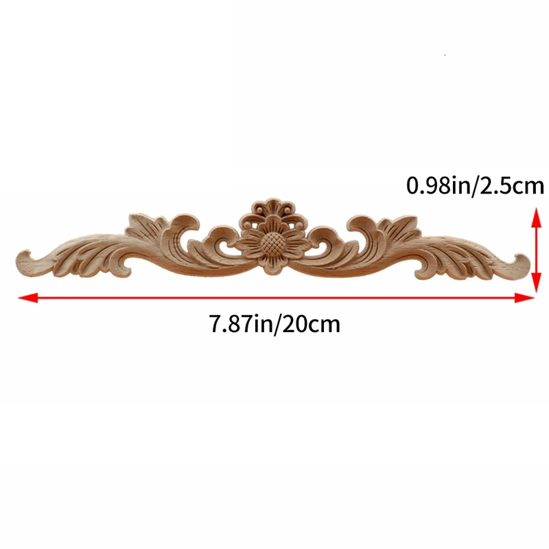 Apliques de madera tallada para cama, puerta, armario, 4 piezas, sin pintar, DIY