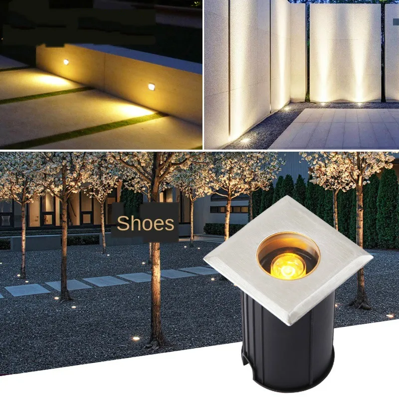 

10PCs 1W Under Ground Lamp Embedded Buried Lights 45mm 55mm 65mm Stainless Steel Waterproof Outdoor Square Lamp Tree Brick Lamp