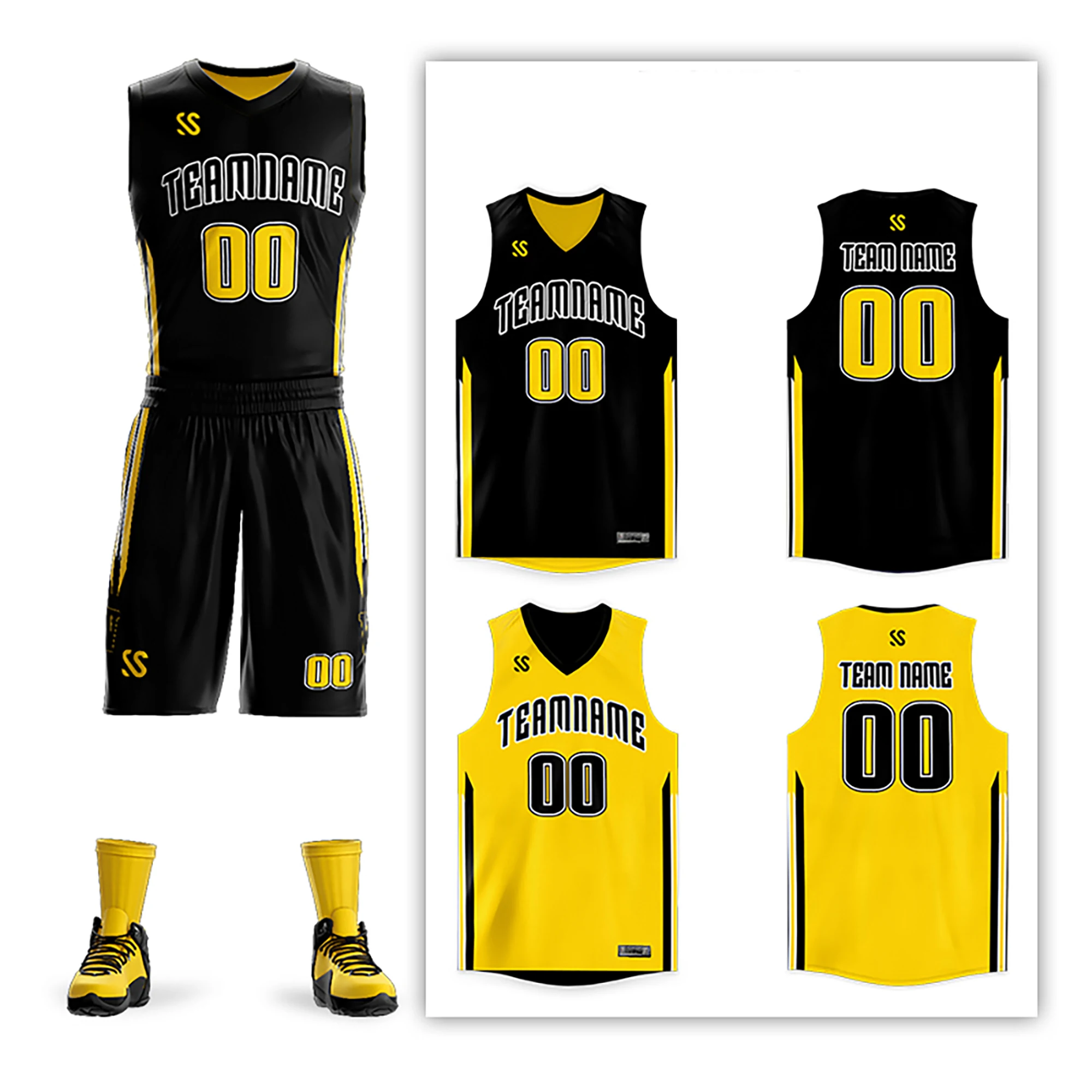 

Customized College Basketball Jersey Suits Children Adults personalise Design Sublimation Printing Double-Sided Basketball Sets