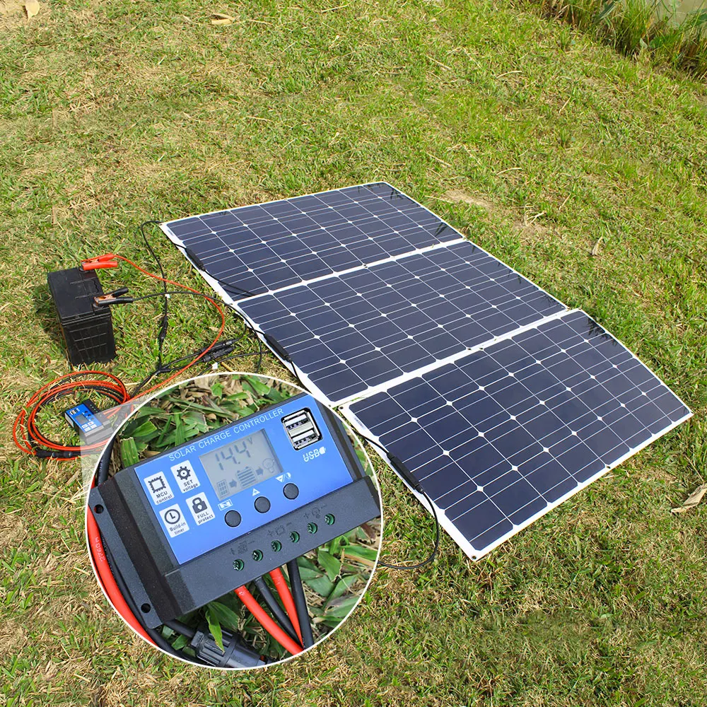 Kit de Panel Solar monocristalino extremadamente Flexible, 100 vatios, 12v, para autocaravana, caravana, autocaravana, barcos, techos, superficies irregulares