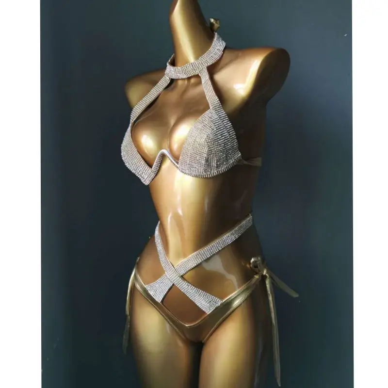 2022 venus vacation new style daimond bikini set bandage swimsuit rhinestone swimsuit sexy women bathing suit