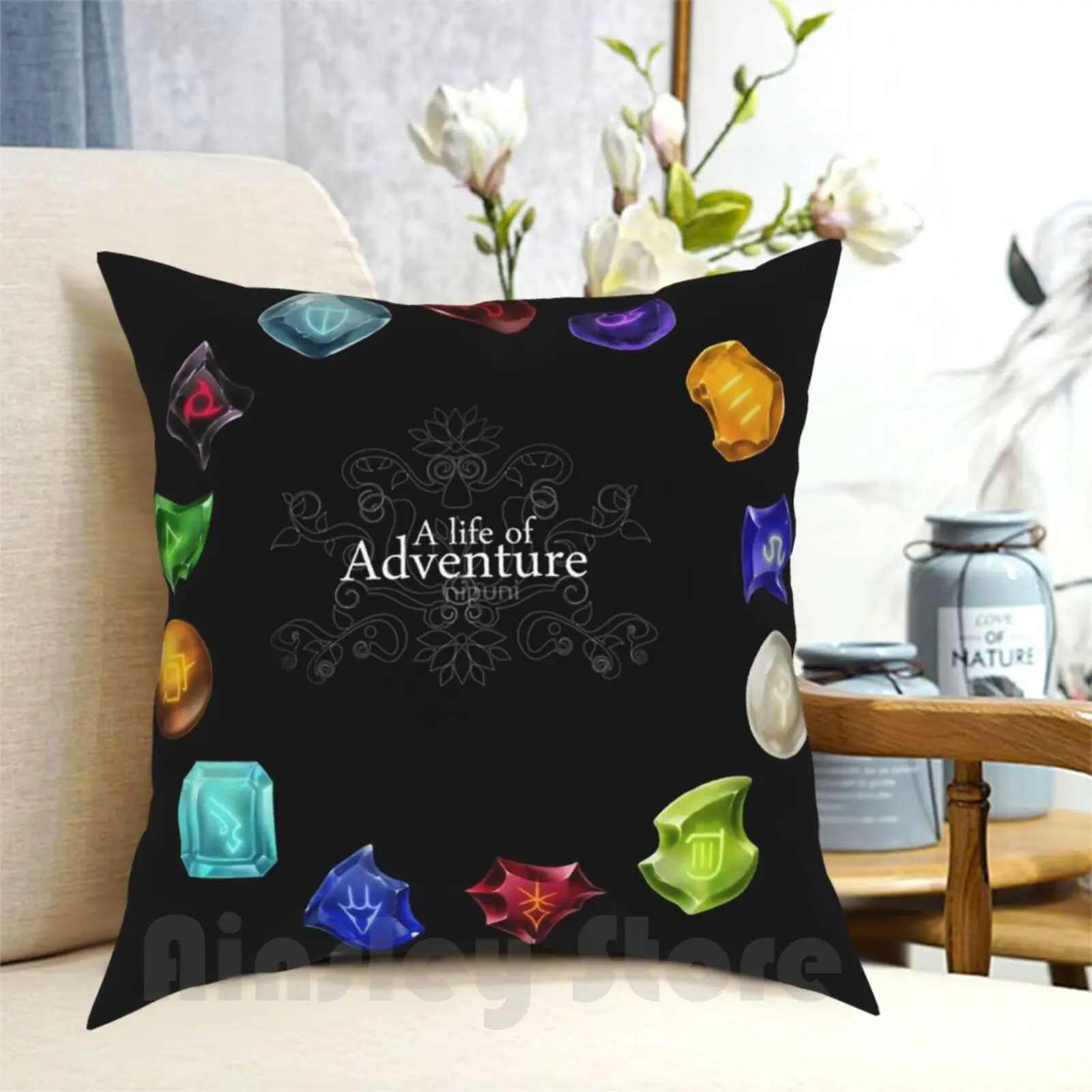 A Life Of Adventure Pillow Case Printed Home Soft Throw Pillow Ffxiv Final Fantasy Xiv Final Fantasy Mmo Game Crystals