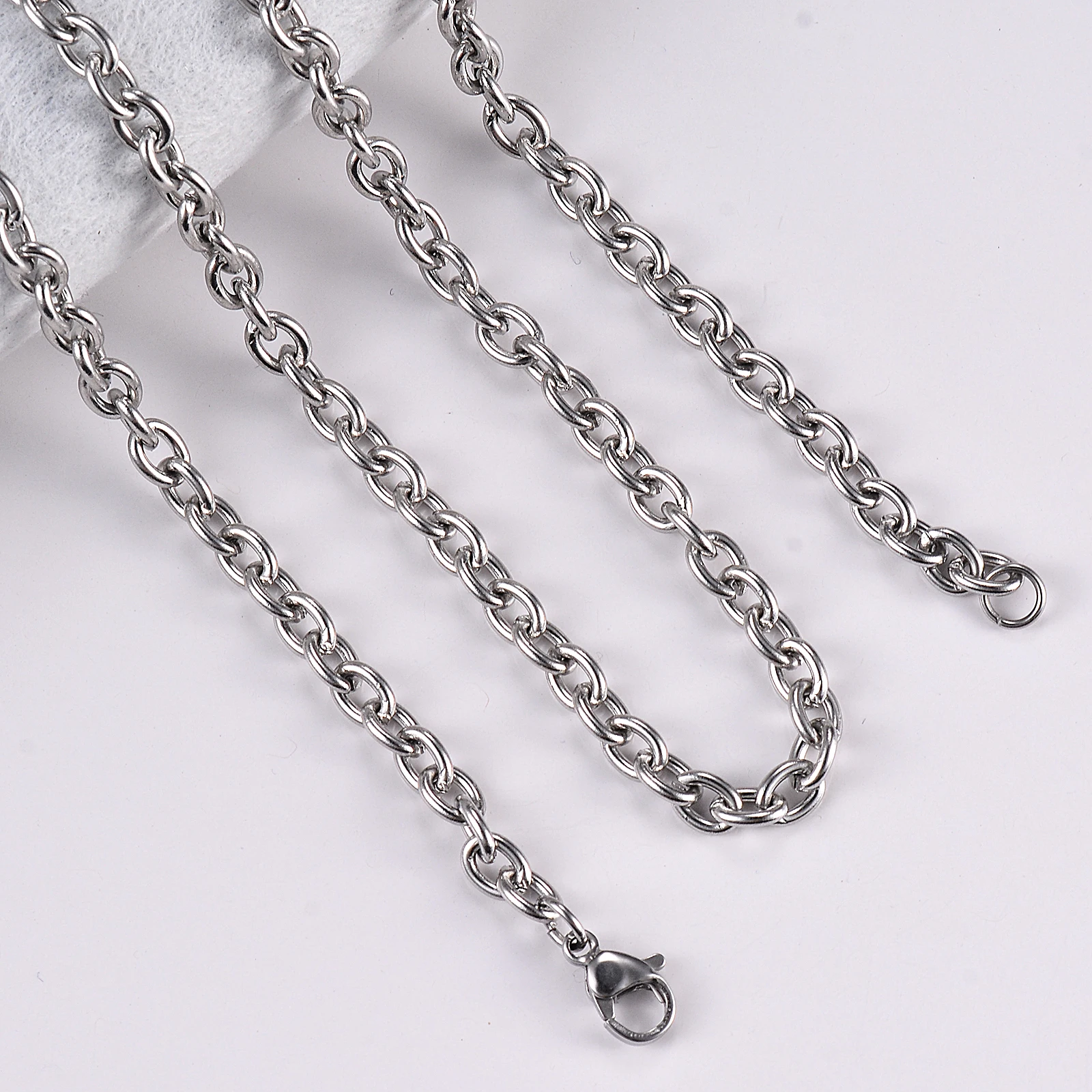 1Pc Width 1.5mm-6mm Stainless Steel Cross O Chain Necklace For Women Men DIY Jewelry Thin Bracelet Necklace image 4