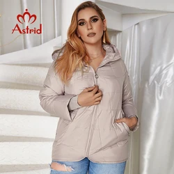 Casaco xadrez feminino à prova de vento Astrid, parka quente, jaqueta fashion com capuz, plus size, roupas femininas, novo, outono e inverno, 9385, 2022