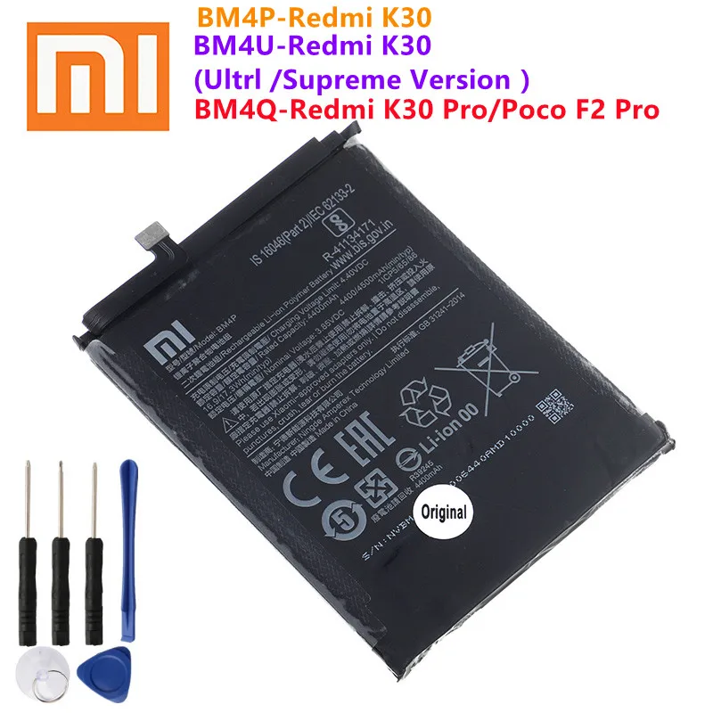 100% Original XIAO MI BM4P BM4U BM4Q Phone Battery For Xiaomi Redmi K30 Pro K30Pro Supreme Version Poco F2 Pro Batteries Bateria