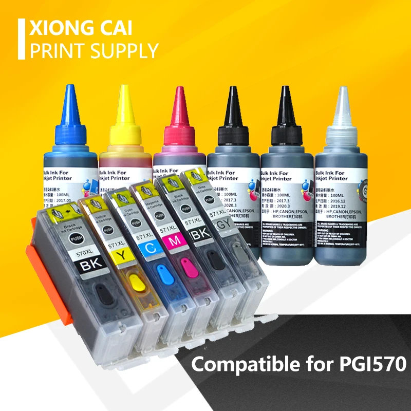 PGI570 CLI571 Refillable ink cartridge For Canon PGI-570 CLI-571 PGI-570XL CLI-571XL for Canon PIXMA MG5750 MG5751 MG5752