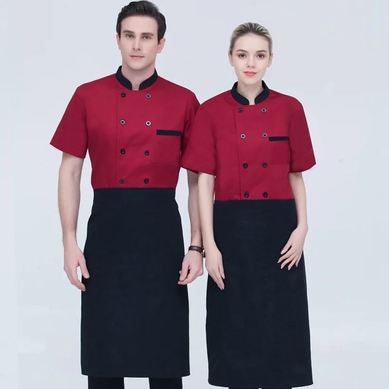 

Summer chef jacket men's short sleeve kitchen jacket waitress uniform back breathable mesh design