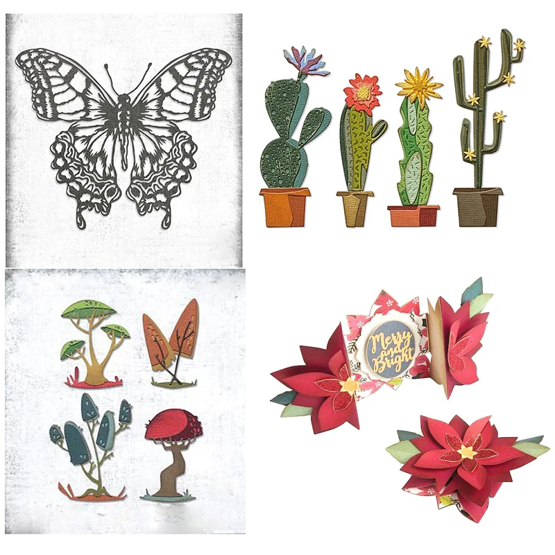 

Metal Cutting Die Suitable For Christmas DIY Photo Album Scrapbook 3D Greeting Card Making Cactus Butterfly Folding Box 2021 NEW