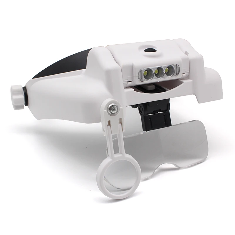 Headband Illuminated Magnifier Rechargeable Repair Solder Magnifying Glasses Interchangeable Lens Third Hand Loupe for Soldering