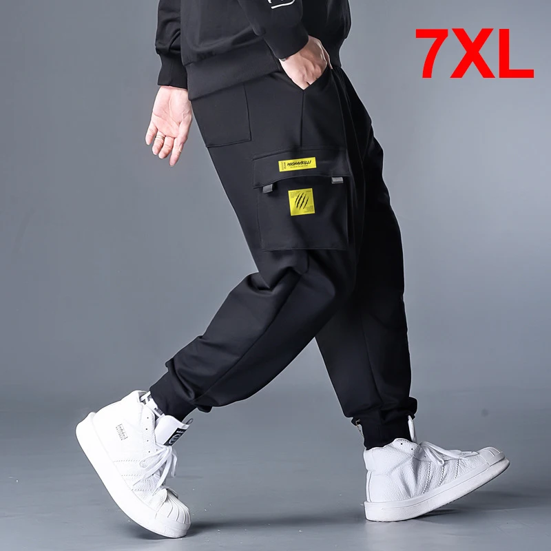 7XL Plus Size Pant Men Joggers Sweatpants Baggy Cargo Pants Streetwear Trousers Elastic Waist Male Loose Plus Size HX608