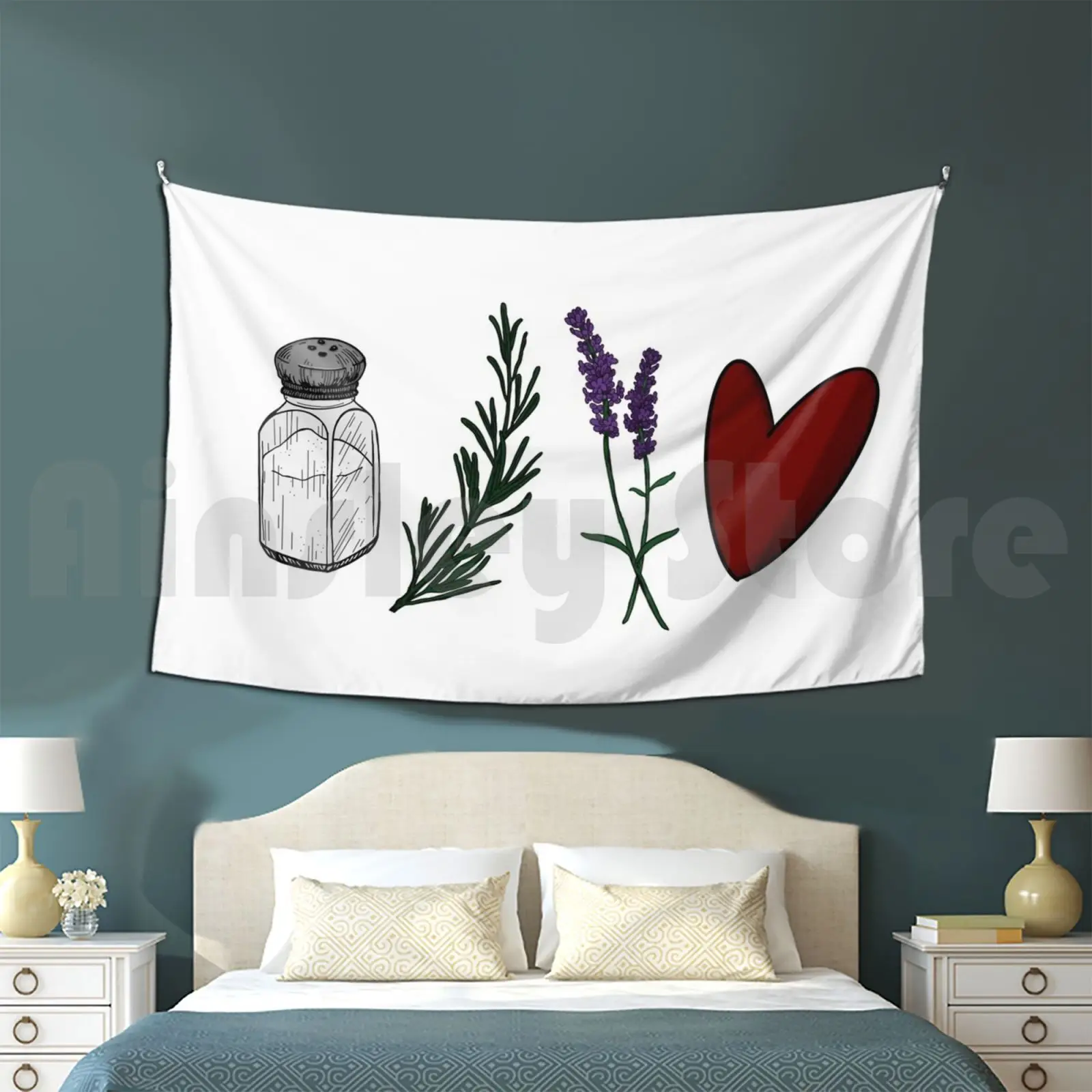 Salt , Rosemary , Lavender , & Love Tapestry Living Room Bedroom Practical Magic Movie Quotes Salt Rosemary