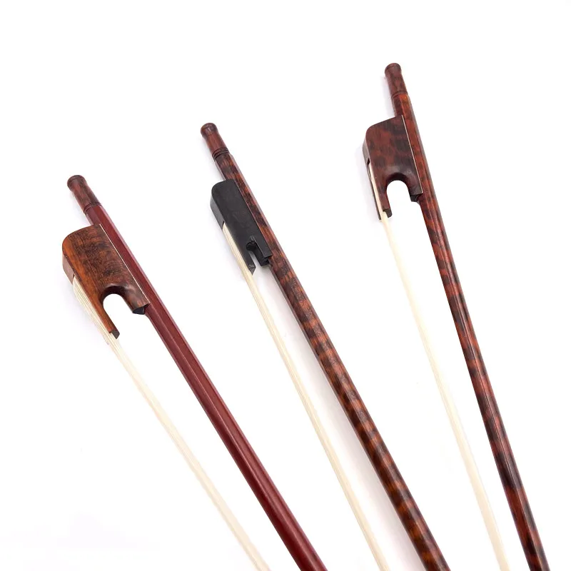 3 different styles professional Mini pocket-size Baroque snakewood violin bow Fiddle Bow, letterwood/enboy frog,Siberian hair