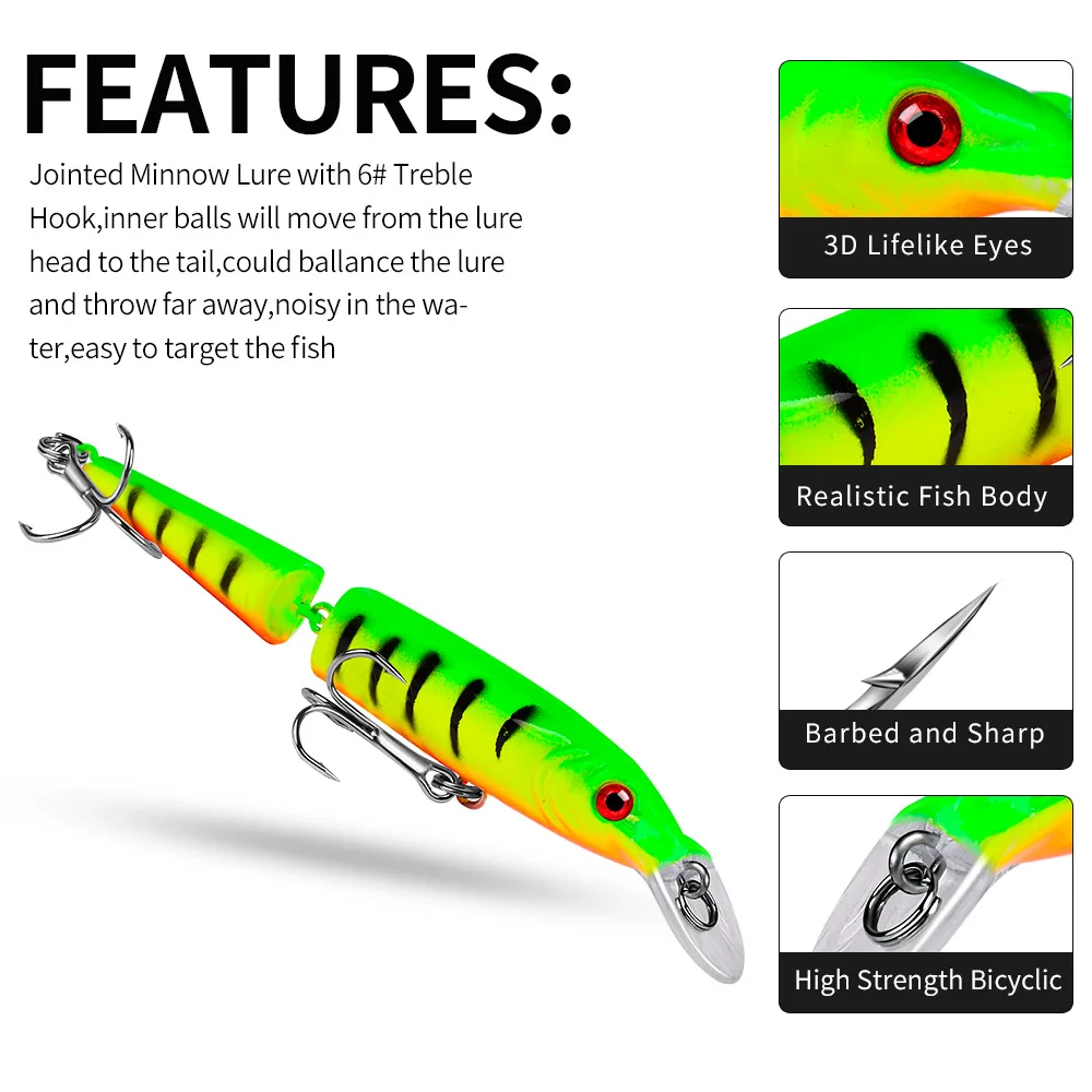 1PCS Multi Sections Wobblers Pike 10.5cm 9g Fishing Lures Isca Artificial Jointed Bait Crankbait Minnow For Fishing Carp Tackle