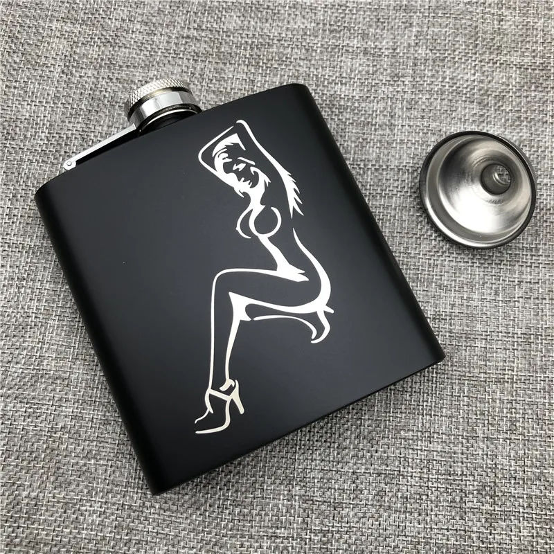 Personalized Customization Sexy Lady Russian Hip Flask 6 Oz 170ml 304 Stainless Steel Alcohol Whiekey Vodka Flask Gadget for Man