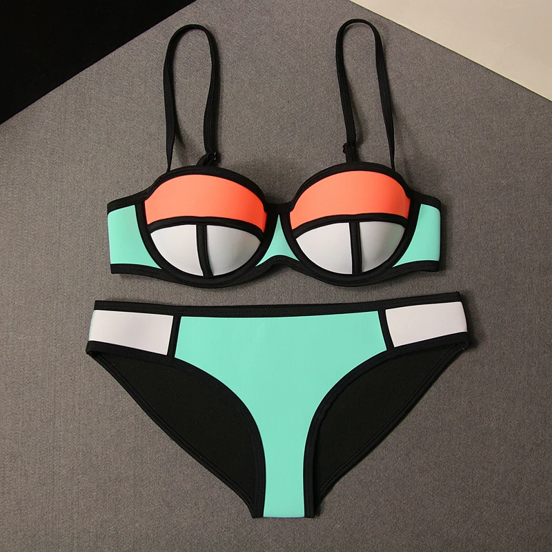 Women's Clothes Colour Swimsuit  Summer Beach Hot Spring Swimming Bikinis Swimsuit Two Piece Bikini Sexy Split Swimwear2021