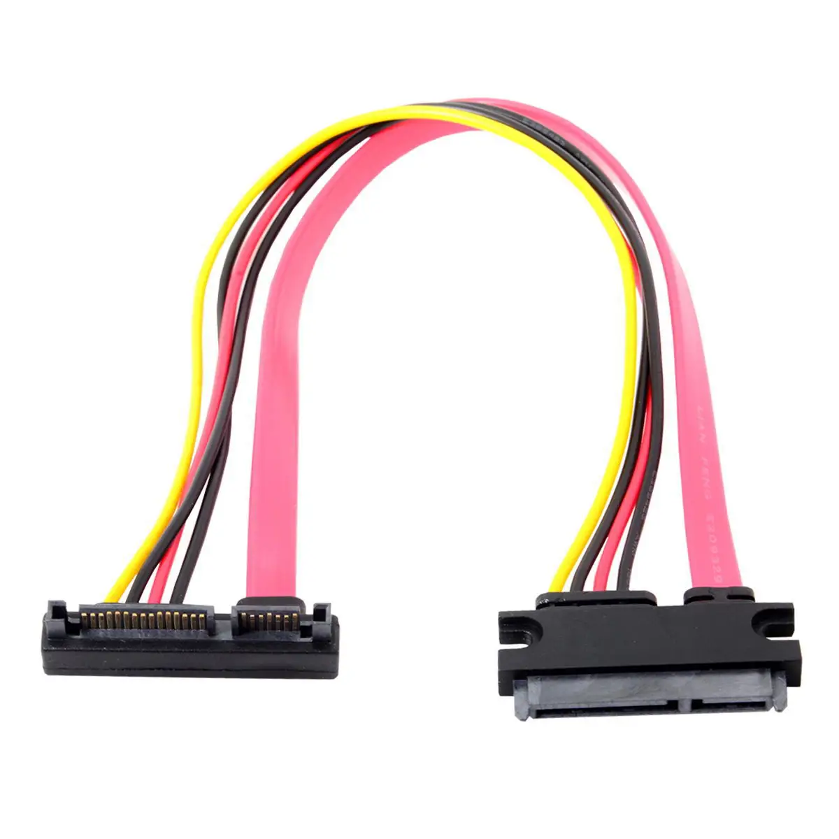 SATA III 3.0 7+15 22 Pin SATA Male Up Angled to Female Data Power Extension Cable 30cm