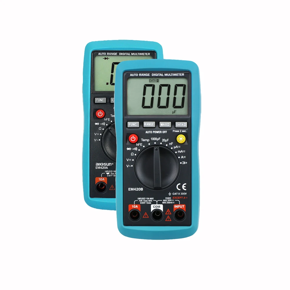 Digital Multimeter AC/DC Voltage&Current with Continuity Diode Battery Capacitance Tester All-sun EM420A EM420B