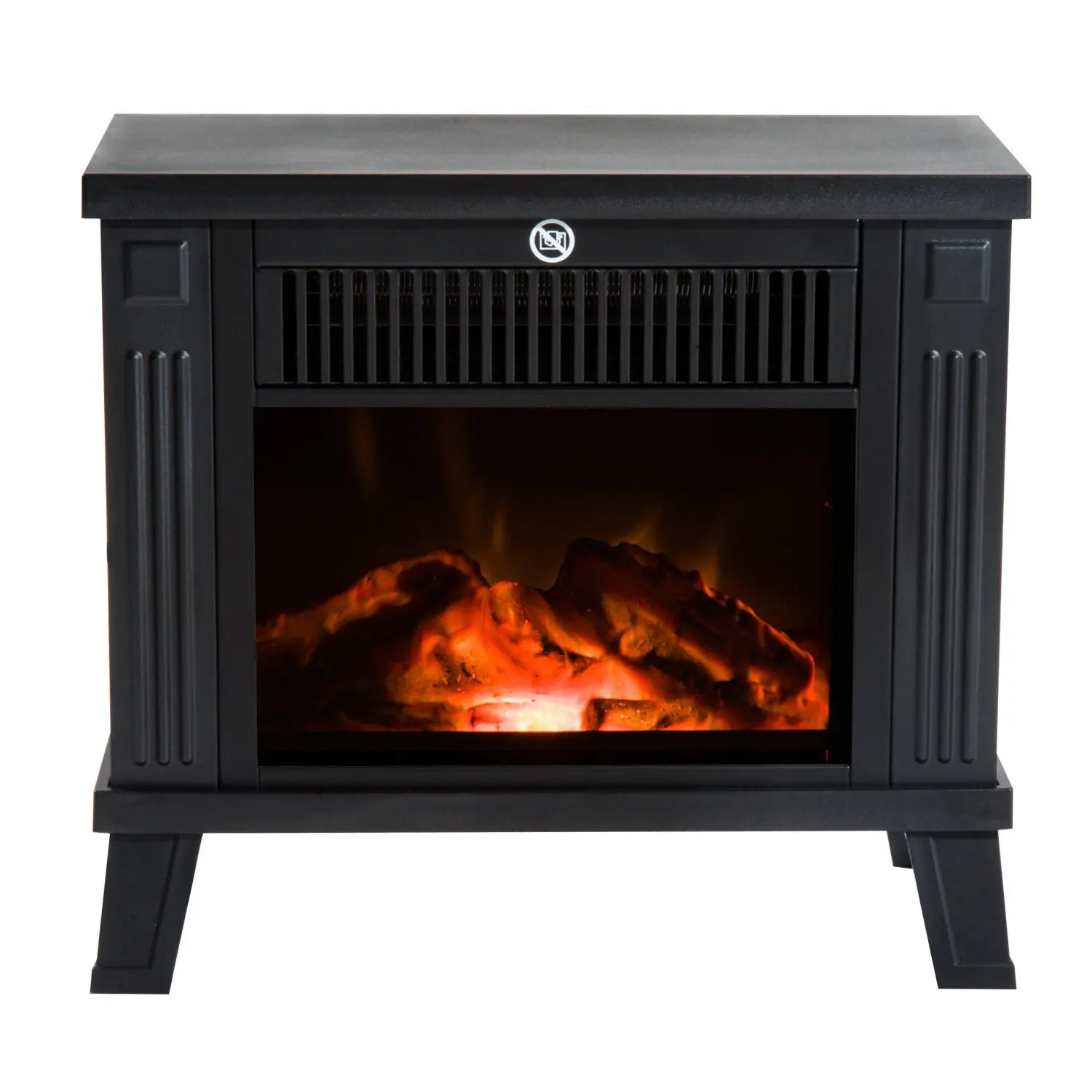 HOMCOM wood-burning 600W/1200W 38.5x22x30.5cm foot stove type electric heating fireplace black Metal