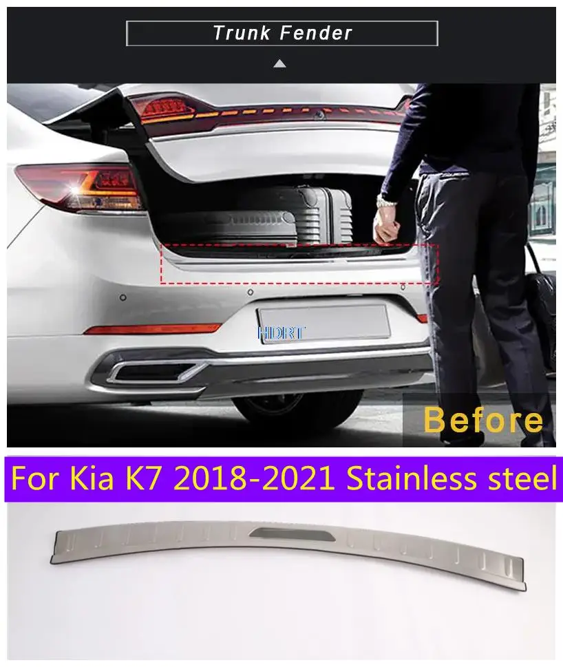 

For Kia K7 2018 2019 2020 2021 Stainless steel 1pc rear bumper protection window sill outside trunks decorative plate pedal