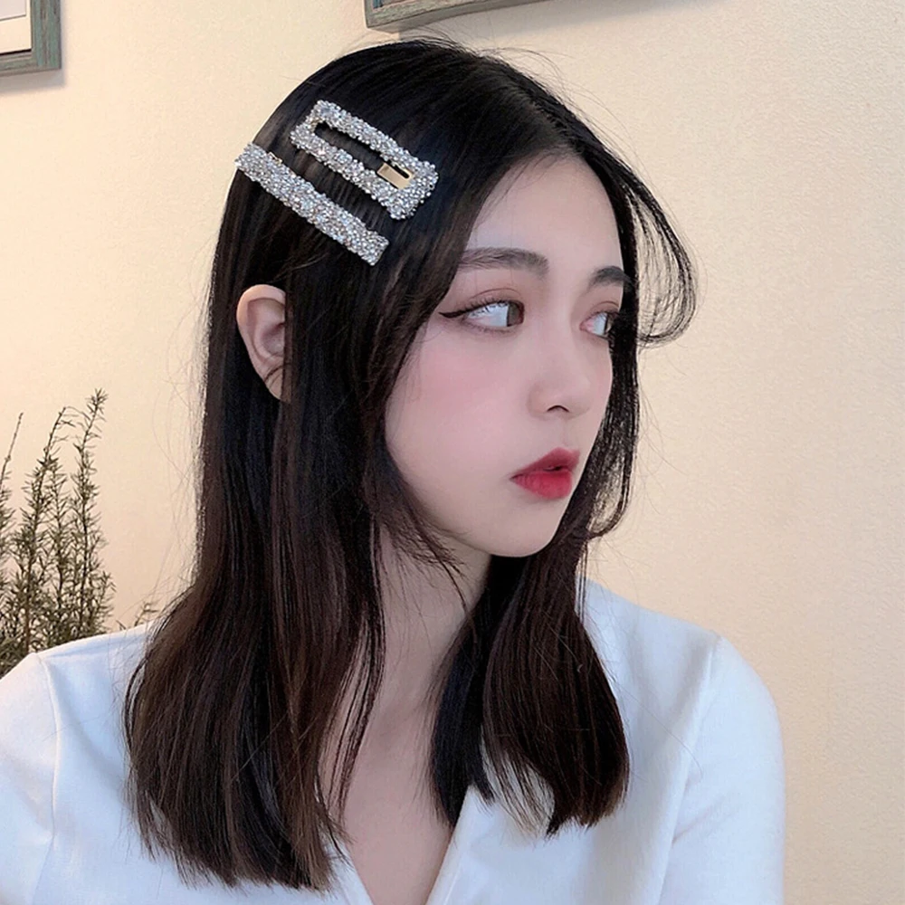 1 Set Strip Korea Popular Hair Clips Fashion Woman Rhinestone Shiny Hairpins BB Vintage Styling Tools Barrettes Hair Accessories