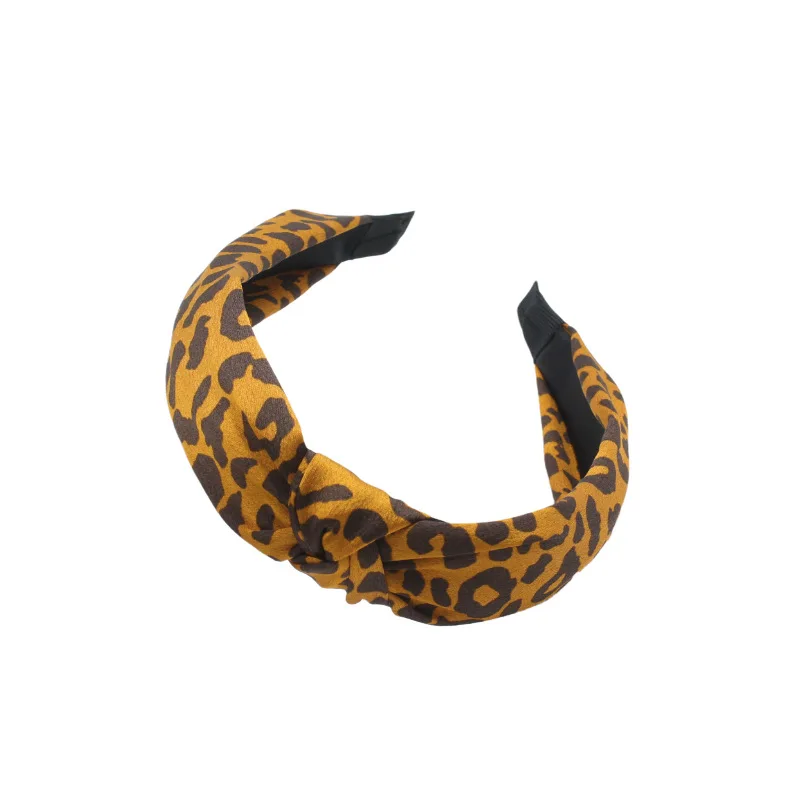 European and American New Wide Edge Headband Retro Cross Knot Headband Women's Fashion Leopard Print Headwear Hair Accessories