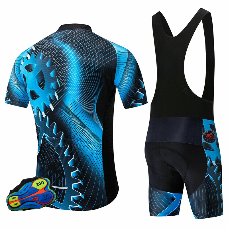 Wholesale Breathable Tight Fitting Top and Bottom Bib Shorts Kit  Bike Jersey Set Cycling Clothing Short Sleeve Bicycle Suit