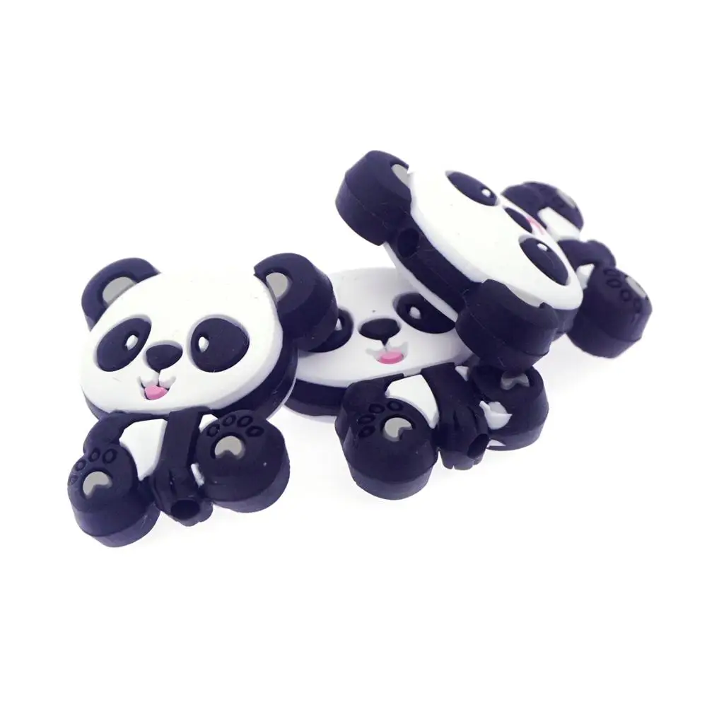 Sutoyuen 5pc Food Grade Cartoon Silicone Beads Mini Panda Baby Teether Bead BPA Free Chewing DIY Pacifier Baby Teething Toys