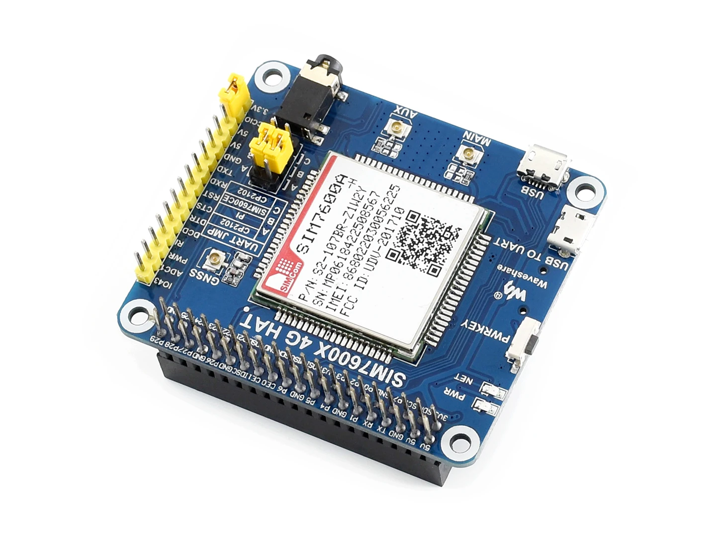 

Waveshare SIM7600A-H 4G HAT 4G/3G/GNSS HAT for Raspberry Pi Supports LTE CAT4 Mainly Applicable in North America