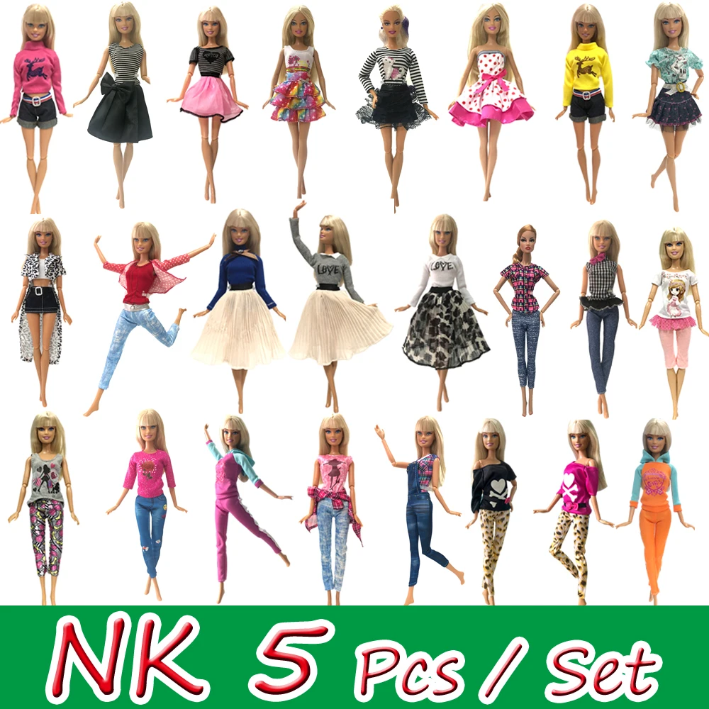 Nk 3 Pcs 5 Pcs./Set Pop Mode Outfits Dagelijkse Slijtage Casual Dress Shirt Rok Poppenhuis Kleding Voor Barbie Pop Accessoires 5G Jj