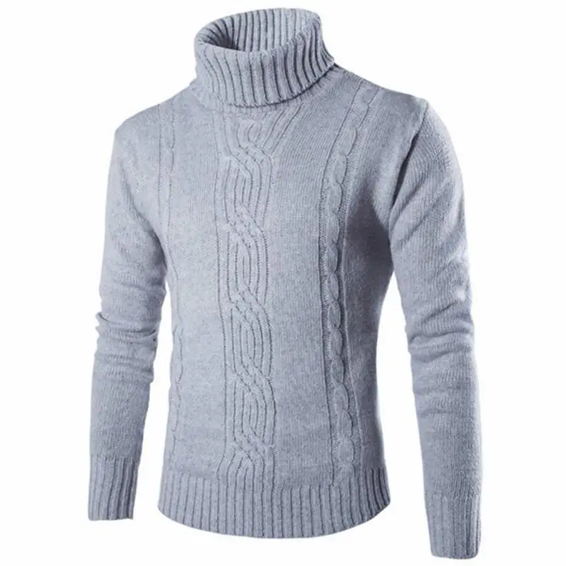 

Genuo New 2020 Male Sweater Pullover Slim Warm Solid High Lapel Jacquard Hedging British Men's Clothing Mens Turtleneck