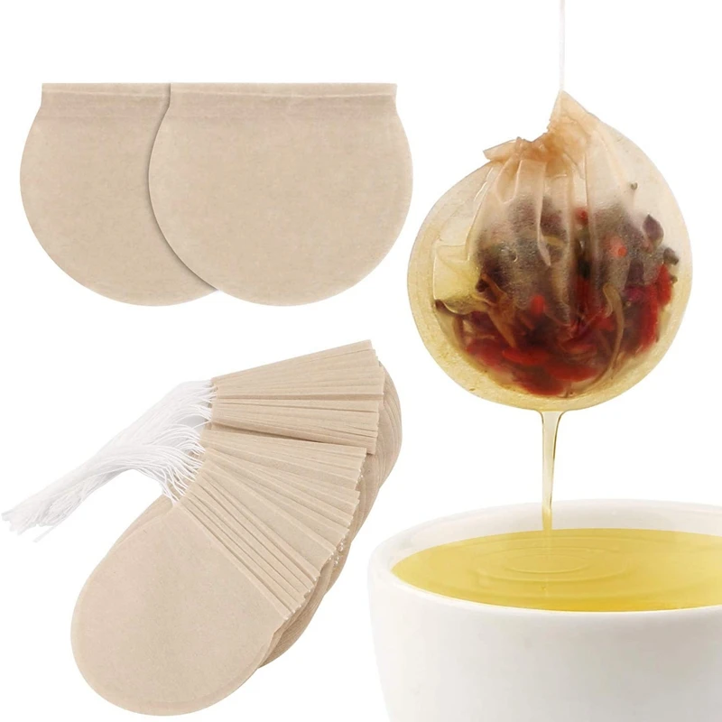 

Tea Bags, 300Pcs Disposable Empty Tea Bags Tea Infuser Drawstring Teabags Safe Natural Material Tea Bags for Loose Leaf Herbs Te