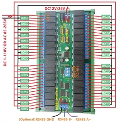 32ch DIN35 C45 Rail Box DC 12V 24V RS485 Modbus RTU scheda relè 485 Bus interruttore di controllo remoto per LED Motor PLC PTZ Camera Smart