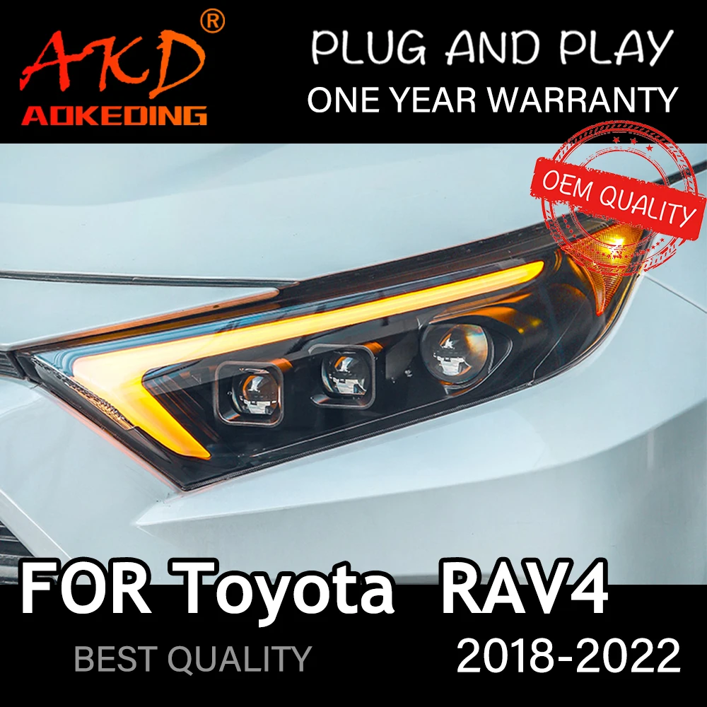 Headlight For Toyota RAV4 2018-2022 Car автомобильные товары LED DRL Hella 5 Xenon Lens Hid H7 RAV4 Car Accessories