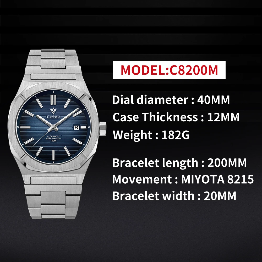 CADISEN Diver Watch Retro Luxury Sapphire MIYOTA 8215 German Designer Men Automatic Mechanical Watches 10Bar Waterproof Luminous