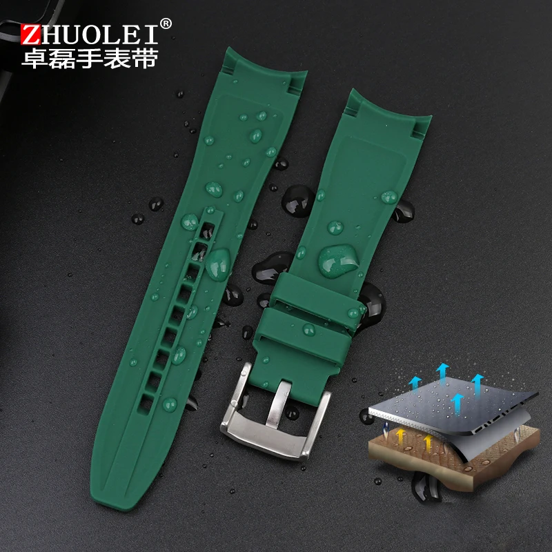 For Rolex Longine Citizen BN0193 tudor curved interface silicone watchband strap 19mm 20mm 22mm 21 Man Soft Bracelet accessories