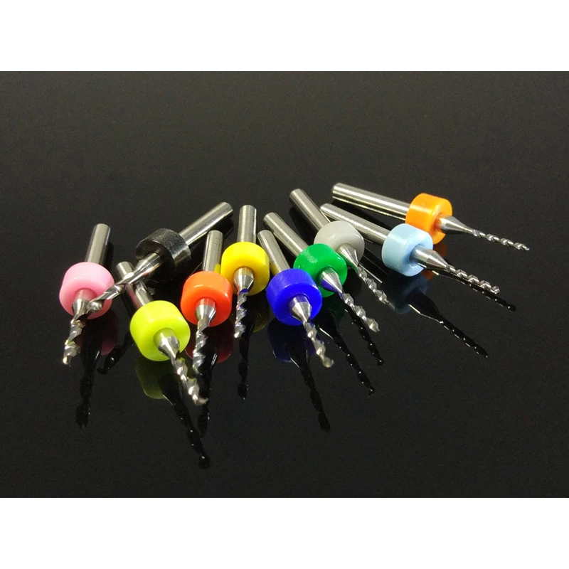 10Pcs Set 0.1-2.0 Mm PCB Mikro Bor Bit untuk PCB SMT CNC Papan 1/8 "Shank Wolfram alloy Bor Bit Set