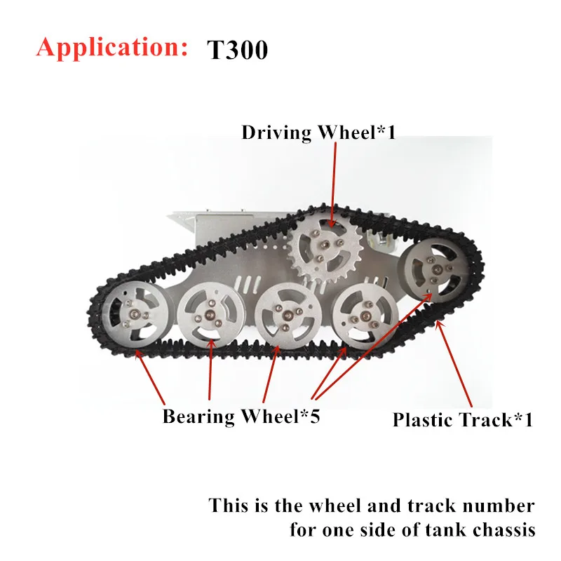 DOIT Un juego de accesorios para chasis de coche tanque de robot que incluye rueda de rodamiento de metal, rueda motriz, pistas, para pieza de juguete RC DIY