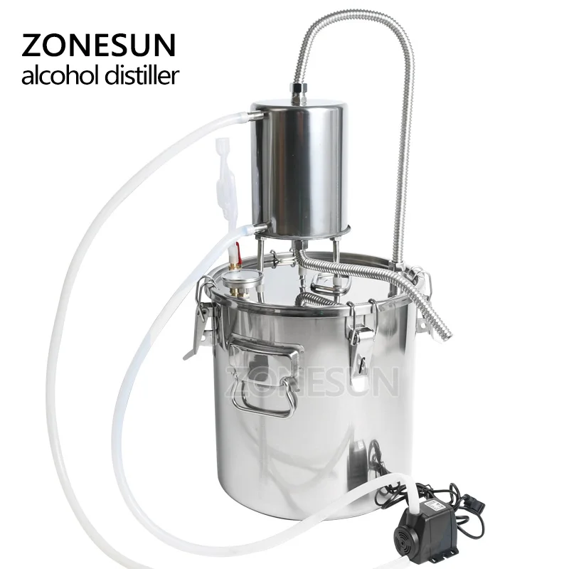 ZONESUN Wine Beer Alcohol Water Distiller Moonshine Mini Home Rose Water Essential Oil Alkol DIY Brewing Kit Brewery Equipment